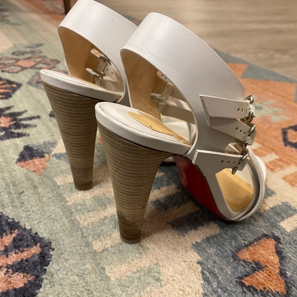 Rare! ✨Christian Louboutin Guernica 100 Calf/Cuoio Heel White/Grezzo - Picture 9 of 10